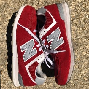 Red New Balance 574 Sneakers